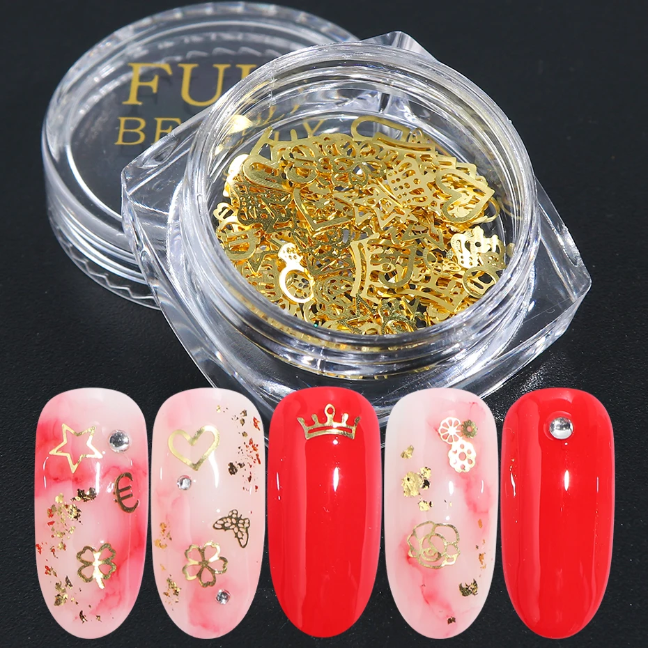 1 box Gold Hollow Out Nail Glitter Sequins Mixed Flowers Star Designs Metal Thin Slice Paillette Polish Nails Decoration LY970-E (5)