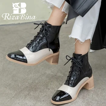 RIZABINA New Woman High Heel Sandals Real Leather Mixed Color Square Heel Ankle Boots Woman Fashion Cool Winter Shoes Size 33-40
RIZABINA New Woman High Heel Sandals Real Leather Mixed Color Square Heel Ankle Boots Woman Fashion Cool Winter Shoes Size 33-40