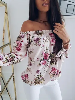 Women Off Shoulder Floral Blouse Shirt 2019 Summer Casual Tops Lady Loose Print Shirt Fashion Short Sleeve Slash Neck Clothes 
Women Off Shoulder Floral Blouse Shirt 2019 Summer Casual Tops Lady Loose Print Shirt Fashion Short Sleeve Slash Neck Clothes