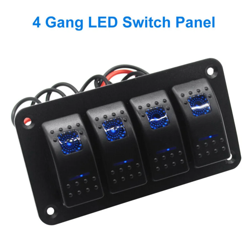 Car Marine RV 4 Gang Rocker Switch Panel 12V 24V Waterproof With Sticker Blue LED Indicator Car Switch Relays Replacement
Car Marine RV 4 Gang Rocker Switch Panel 12V 24V Waterproof With Sticker Blue LED Indicator Car Switch Relays Replacement