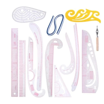 13Pcs Sewing Ruler Line French Curve Ruler Cutting Mat Set Yardstick Sleeve French Curve Cutting Knife Ruler Sewing Tool
13Pcs Sewing Ruler Line French Curve Ruler Cutting Mat Set Yardstick Sleeve French Curve Cutting Knife Ruler Sewing Tool