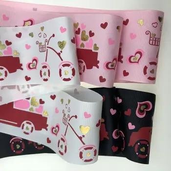 3 inch wide 75 mm Valentine`s Day hot stamp ribbon 
3 inch wide 75 mm Valentine`s Day hot stamp ribbon