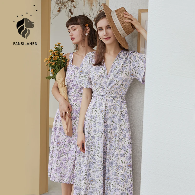 FANSILANEN Twist purpel floral print long dress Women summer boho v neck sexy beach dress Bandage butterfly sleeve maxi dress
FANSILANEN Twist purpel floral print long dress Women summer boho v neck sexy beach dress Bandage butterfly sleeve maxi dress