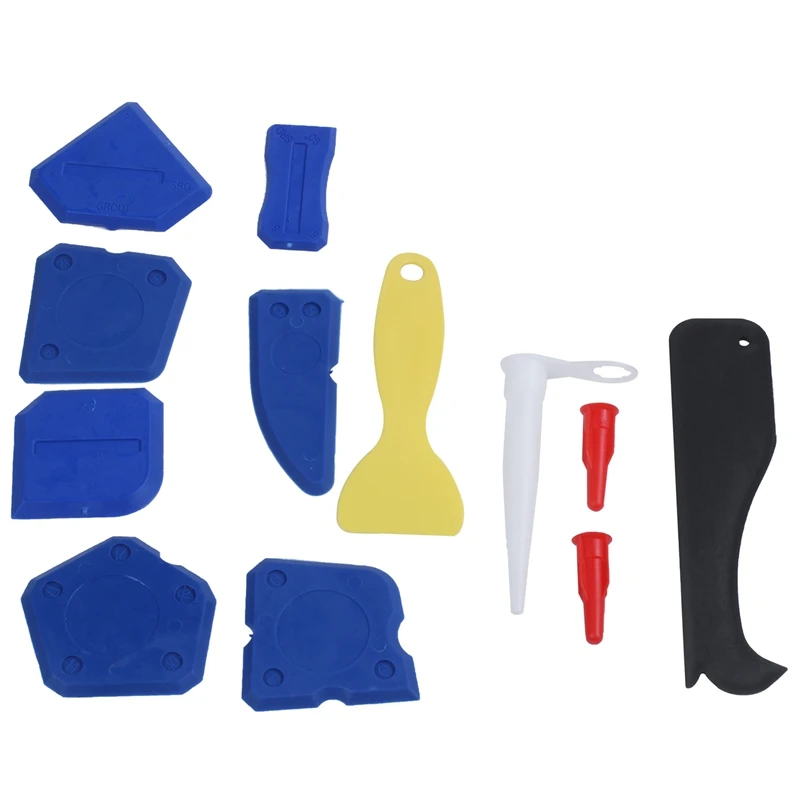 12 Pieces Sealant Tools Caulking Tool Kit Silicone Sealant Finishing Tool Grout Scraper Caulk Remover and Caulk Nozzle and Caulk
