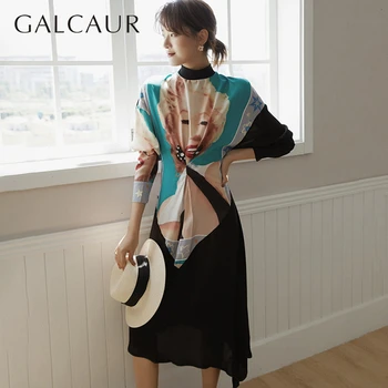 GALCAUR Pint Character Asymmetrical Dresses For Women Turtleneck Batwing Wrist Sleeve High Waist Irregular Hem Dress Female Tide
GALCAUR Pint Character Asymmetrical Dresses For Women Turtleneck Batwing Wrist Sleeve High Waist Irregular Hem Dress Female Tide