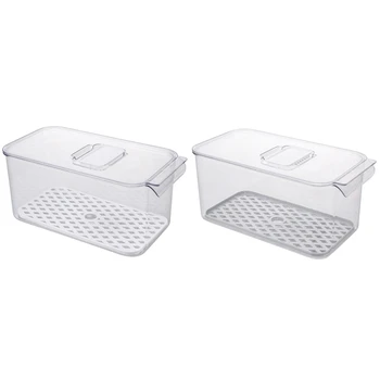 New 2Pcs Refrigerator Storage Box Clear Fruit Vegetable Drain Containers with Lid Kitchen Fridge Organizer
New 2Pcs Refrigerator Storage Box Clear Fruit Vegetable Drain Containers with Lid Kitchen Fridge Organizer