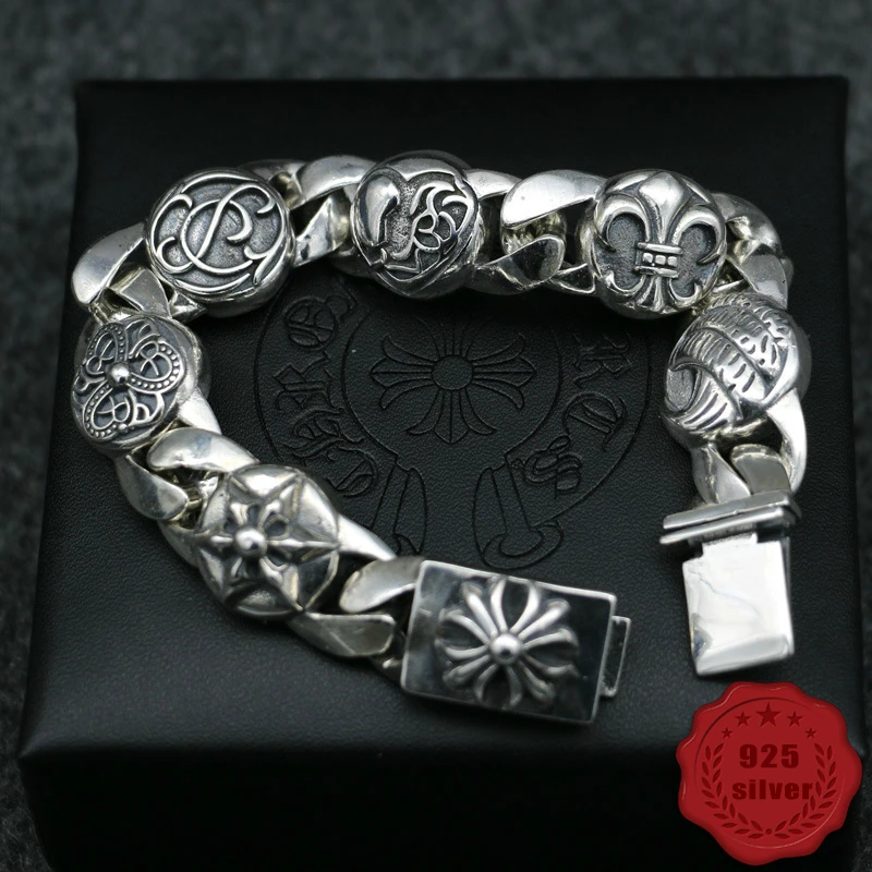 925 sterling silver bracelet personality fashion classic punk style street dance domineering cross multi-element shape 2018 new
925 sterling silver bracelet personality fashion classic punk style street dance domineering cross multi-element shape 2018 new
