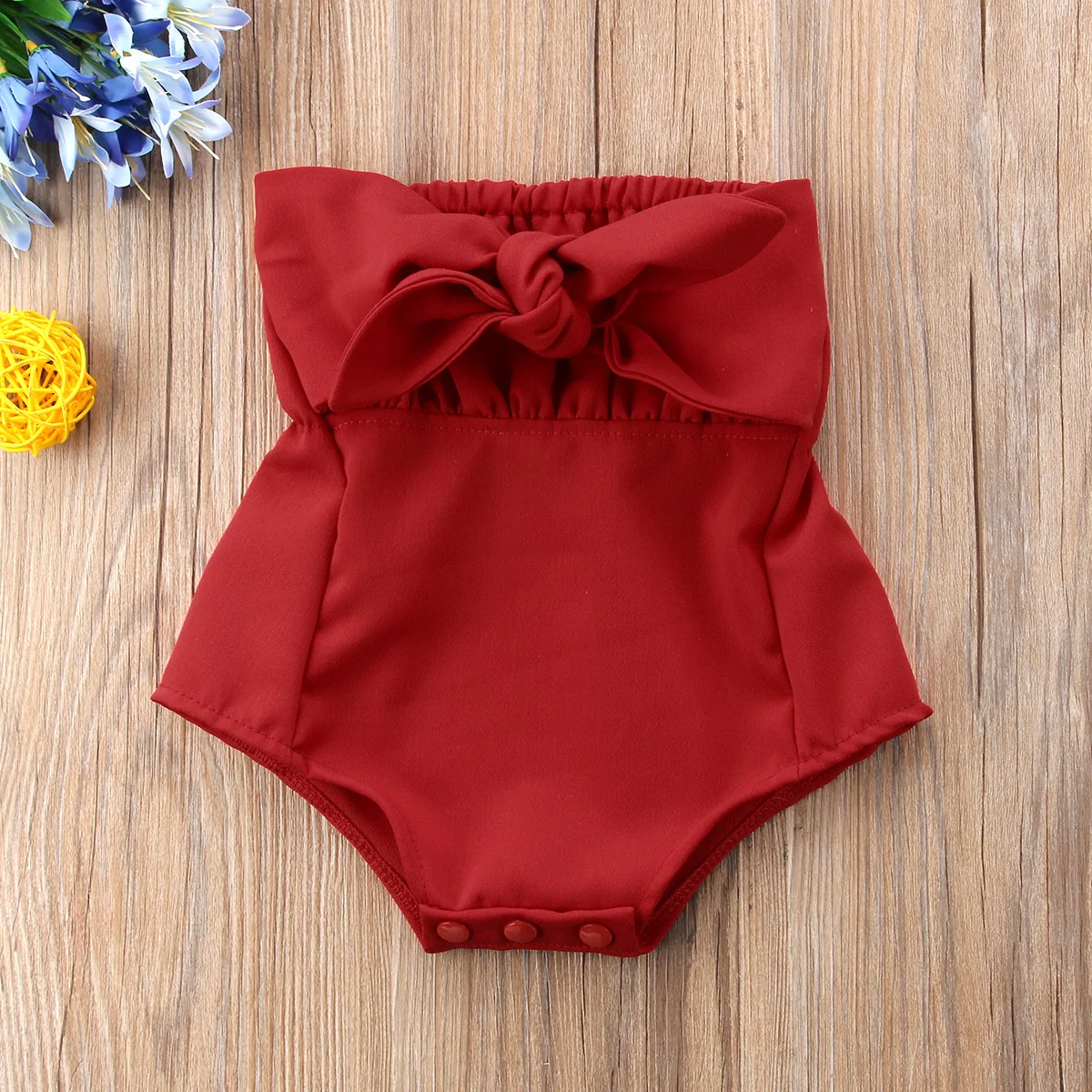 

Baby Girl's Hollow Out Off Shoulder Romper with Bowknot Ruffle Bodysuit Top One-Piece Jumpsuit Outfits