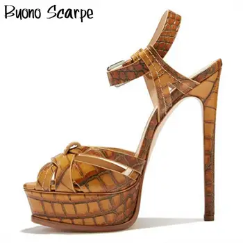 Buono Scarpe Peep Toe Super High Heel Sandals Embossed Platform Sesy Sandals Stiletto Gladiator Shoes Ankle Buckles Leather Shoe
Buono Scarpe Peep Toe Super High Heel Sandals Embossed Platform Sesy Sandals Stiletto Gladiator Shoes Ankle Buckles Leather Shoe