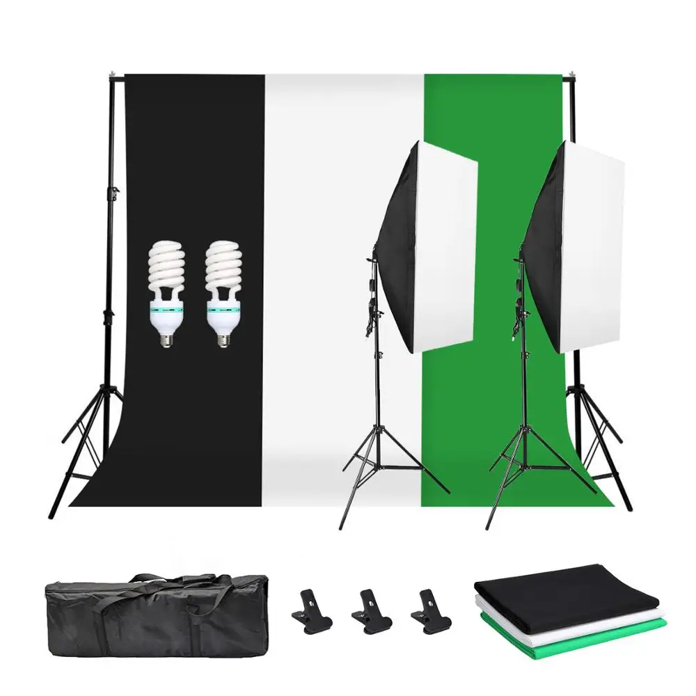 ZUOCHEN 1350W Softbox Photo Video Studio Lighting 3x Backdrop Background Stand Kit With Black White Green For Fackbook Live
ZUOCHEN 1350W Softbox Photo Video Studio Lighting 3x Backdrop Background Stand Kit With Black White Green For Fackbook Live
