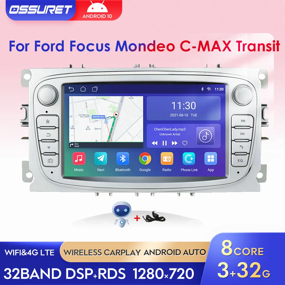Автомобильный радиоприемник Android Stereo Navi Player GPS для Ford Focus Mondeo C-MAX Transit Connect S-MAX Galaxy Kuga