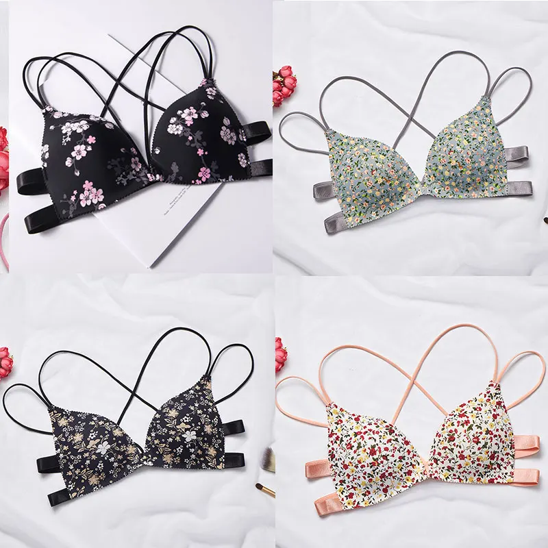 Fashion Bra Floral Print Sexy Underwear Front Buckle Seamless Cross Back Push Up Intimates Women Beauty Back Wireless Lingerie
Fashion Bra Floral Print Sexy Underwear Front Buckle Seamless Cross Back Push Up Intimates Women Beauty Back Wireless Lingerie