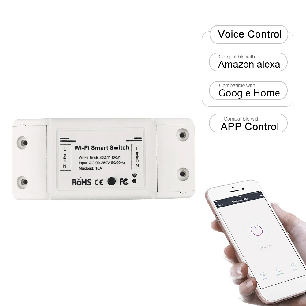 WiFi Remote Switch Timer Smart Socket Compatible with Amazon Alexa / Google Home / APP Control 10A/2200W Electric Appliances
WiFi Remote Switch Timer Smart Socket Compatible with Amazon Alexa / Google Home / APP Control 10A/2200W Electric Appliances