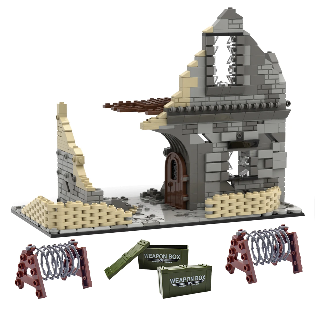 740Pcs+ WWII Series Military Scenes Battle Ruins with Barricades Weapons Model Small Particles Bricks Kit Building Blocks Set
740Pcs+ WWII Series Military Scenes Battle Ruins with Barricades Weapons Model Small Particles Bricks Kit Building Blocks Set