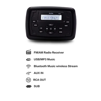 Marine Waterproof Stereo Radio Audio System Bluetooth FM Media Receiver Square Car MP3 Player For RV ATV Boat Yacht Motorcycle
Marine Waterproof Stereo Radio Audio System Bluetooth FM Media Receiver Square Car MP3 Player For RV ATV Boat Yacht Motorcycle