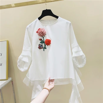 Three Quarter Sleeve Shirt for Women 2020 Summer Heavy Embroidery Flowers Puffed Sleeves Shirt Female Mesh Stitching Tops Blouse
Three Quarter Sleeve Shirt for Women 2020 Summer Heavy Embroidery Flowers Puffed Sleeves Shirt Female Mesh Stitching Tops Blouse