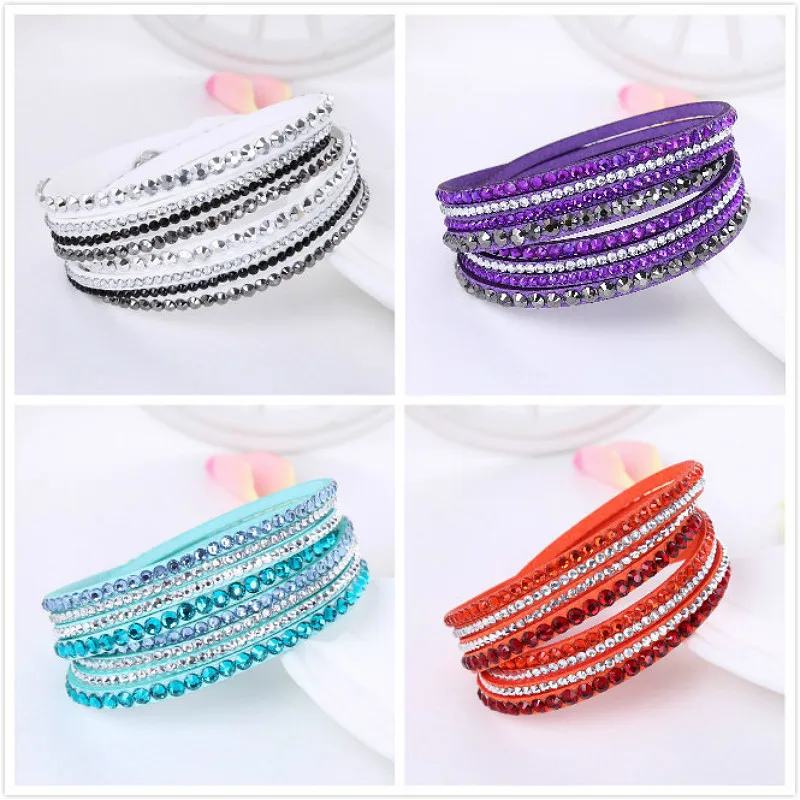 2019 New Leather Bracelet Rhinestone Crystal Bracelet Multilayer Cuff Bracelets for Women Jewelry 
2019 New Leather Bracelet Rhinestone Crystal Bracelet Multilayer Cuff Bracelets for Women Jewelry