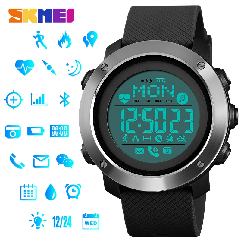 

SKMEI Reloj Inteligent Smart Watch Fitness Heart Rate Tracker Pedometer Calorie Compass Call Remind Sport Smartwatch Wristbands