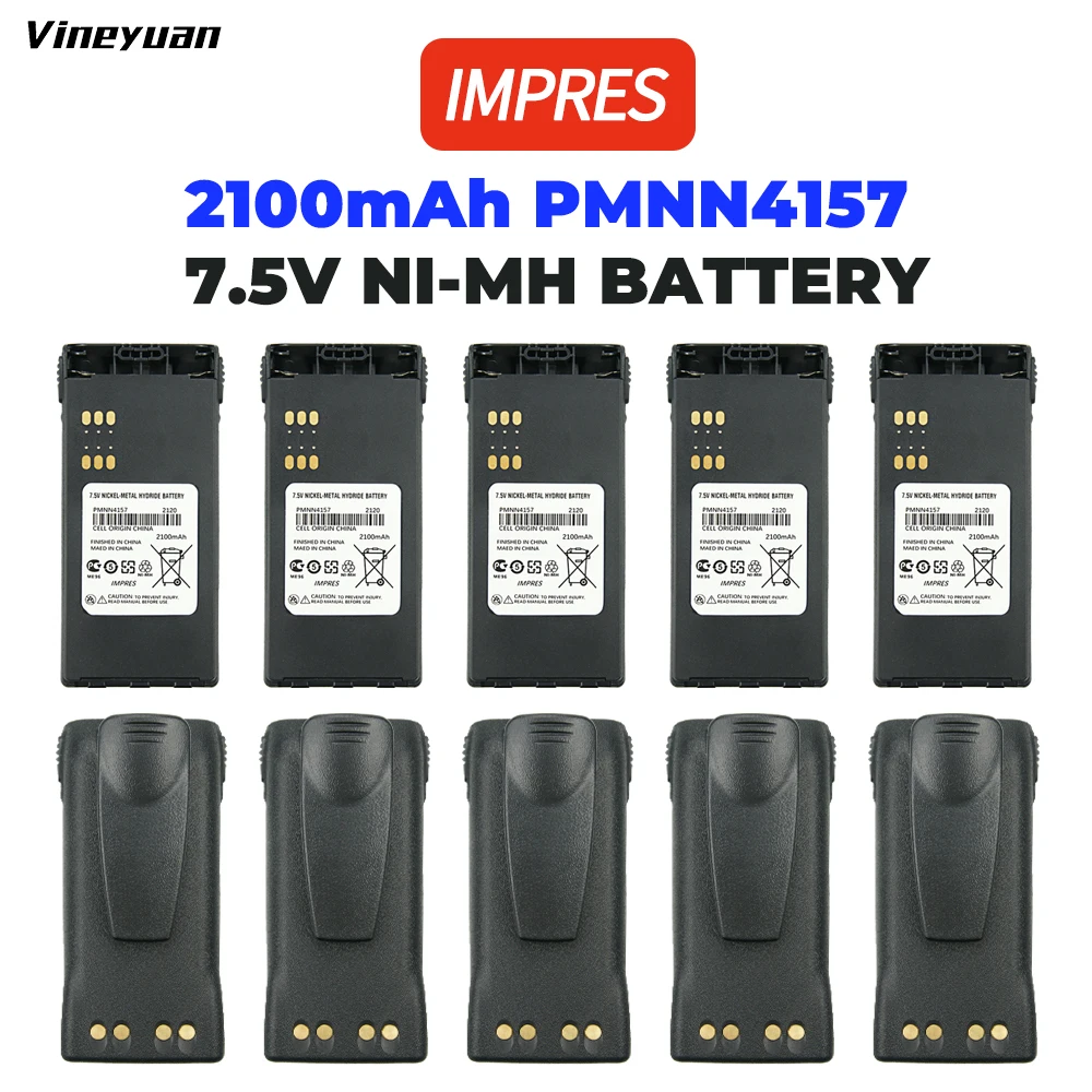 

10 pcs Rechargeable 2100mAH NI-MH Battery PMNN4157 For Atex Portable Two-way Radio GP328 GP338 PTX760 PTX700 MTX8250