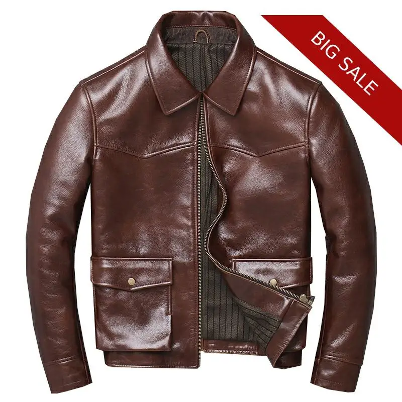 2019 Dark Brown Smart Casual Leather Jacket Plus Size XXXXL Genuine Cowhide Autumn Russian Natural Slim Fit Leather Coat
2019 Dark Brown Smart Casual Leather Jacket Plus Size XXXXL Genuine Cowhide Autumn Russian Natural Slim Fit Leather Coat