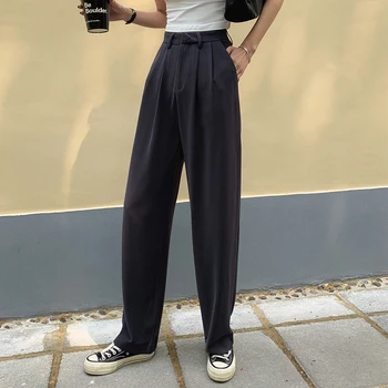 Female Loose Solid Straight Leg Pants Wide Slacks Vintage Trousers Women High Waist Office Casual Suit Trousers Korean Style
Female Loose Solid Straight Leg Pants Wide Slacks Vintage Trousers Women High Waist Office Casual Suit Trousers Korean Style