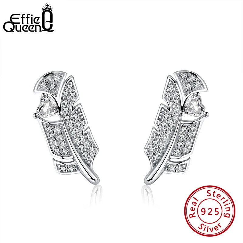 Effie Queen Unique Design Feather Shape Stud Earring 925 Silver with AAAA Zircon Earrings Woman Jewelry Party Wedding Gift EQE05
Effie Queen Unique Design Feather Shape Stud Earring 925 Silver with AAAA Zircon Earrings Woman Jewelry Party Wedding Gift EQE05