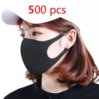 

Fashion Black Mouth Cover Mask PM2.5 Respirator Anti-bacterial Washable Reusable Ice Silk Cotton Masks Men Women