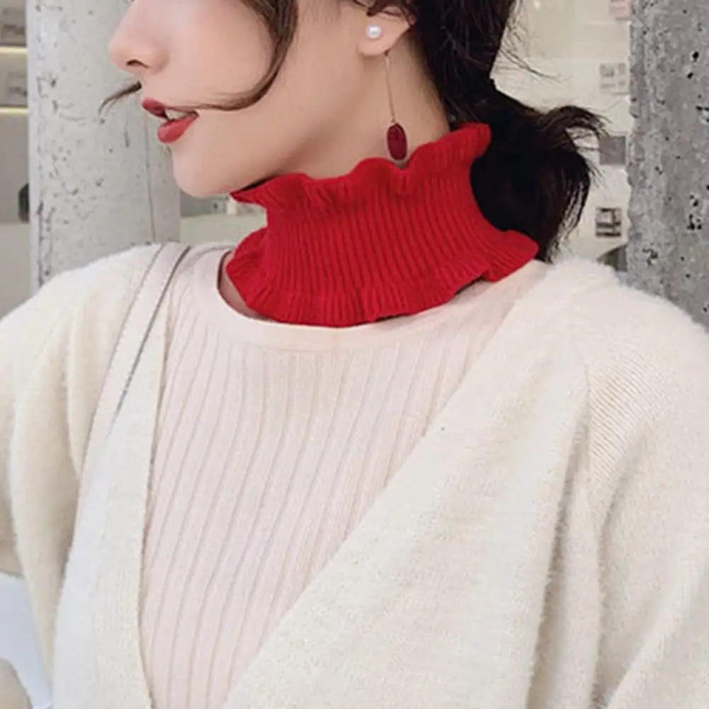 Фото Осенне зимний женский модный однотонный гофрированный вязаный - купить