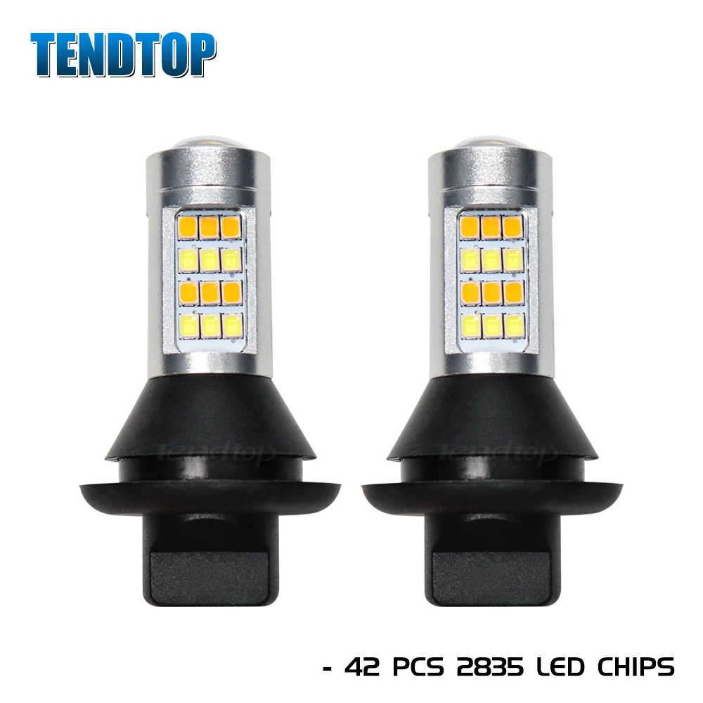 

2Pcs 2835 42 Led Light White/Amber 42 SMD Bulb 1156 BA15S 1156 BAU15S T20 7440 White Amber Resistors Car Turn Signal Dual DRL