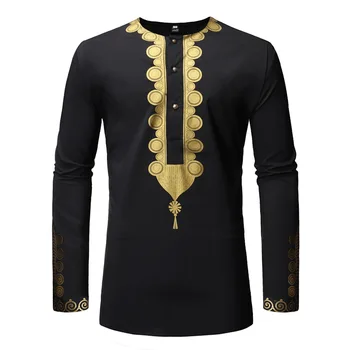 African Tribal Dashiki Metallic Golden Printed Henley Neck Shirt Men 2020 Fashion Streetwear African Clothes Camisa Masculina
African Tribal Dashiki Metallic Golden Printed Henley Neck Shirt Men 2020 Fashion Streetwear African Clothes Camisa Masculina