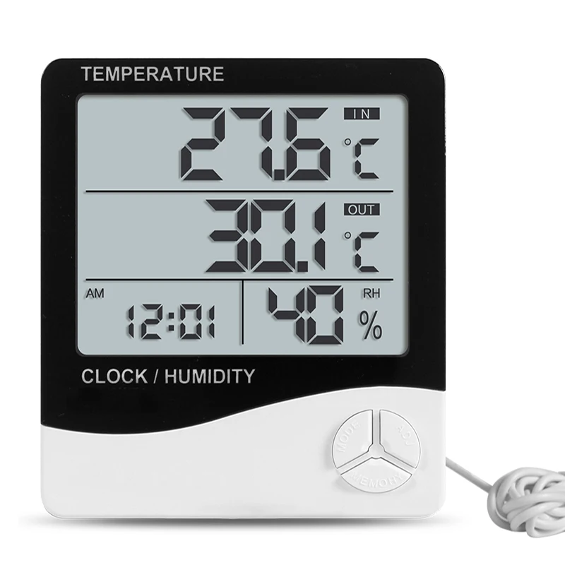 1pcs LCD Digital Temperature Humidity Meter Indoor Outdoor Hygrometer Thermometer C/F Weather Station with Alarm Clock
1pcs LCD Digital Temperature Humidity Meter Indoor Outdoor Hygrometer Thermometer C/F Weather Station with Alarm Clock
