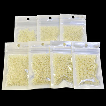 1 Bag Ivory Pearls Bead Flatback Half Round Mixed 2-7 mm Artifical Imitation Beads Pearl For Nail Art Decoration Accessories k26