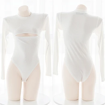 White Knitted Bodysuit Sweet pajamas Sexy Cosplay Girls Harajuku Style Open chest Tight Sleepwear Slim Solid color Lingerie Sets
White Knitted Bodysuit Sweet pajamas Sexy Cosplay Girls Harajuku Style Open chest Tight Sleepwear Slim Solid color Lingerie Sets