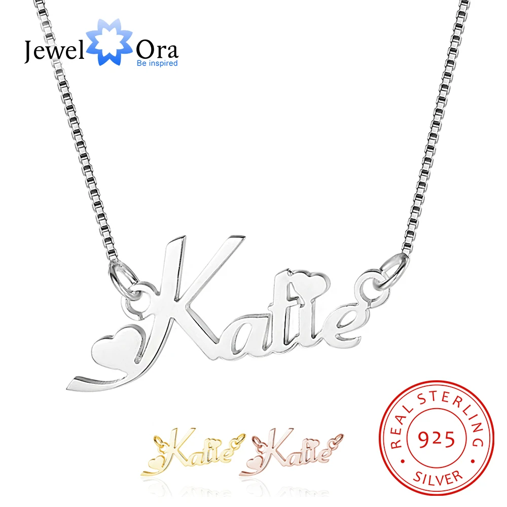 

3 Color DIY Name Engrave Necklace Personalized 925 Sterling Silver Name Necklace Unique Gift For Girlfriend (JewelOra NE101622)