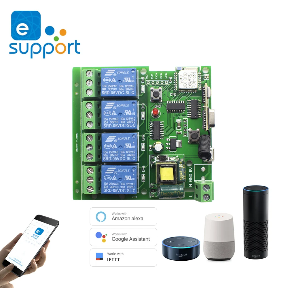 eWelink Wifi Switch 4CH Wireless DIY Smart Module life APP Remote Control Home 4 Gang Relay Alexa Google | Электроника