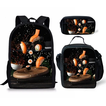 THIKIN Creative 3D Food Print Backpack Set Student School Bags Teenager Book Bag 3Pcs Mochila with Salmon sushi Pattern 2020 New
THIKIN Creative 3D Food Print Backpack Set Student School Bags Teenager Book Bag 3Pcs Mochila with Salmon sushi Pattern 2020 New