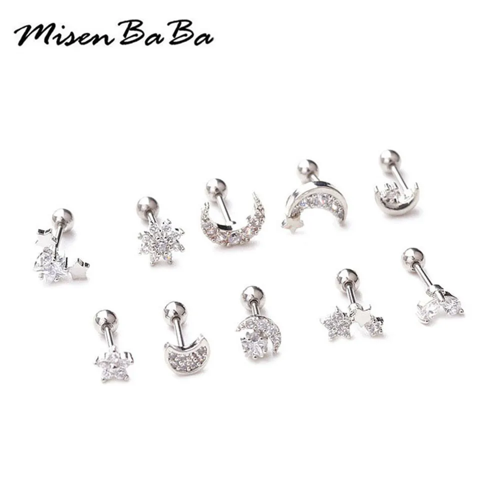 10Pcs/lot New Desgin Stainless Steel Zircon Stud Earrings Star Flower Moon Geometric Stud Earrings For Women Girl Men Jewelry
10Pcs/lot New Desgin Stainless Steel Zircon Stud Earrings Star Flower Moon Geometric Stud Earrings For Women Girl Men Jewelry