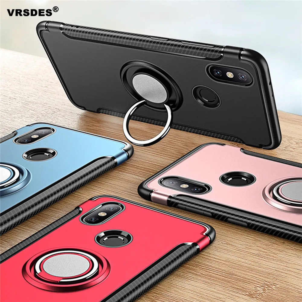 

For Xiaomi Mi 8 SE 6 6X 5X Note 3 A1 A2 Lite Case Armor Fiber 3in1 Finger Ring Case For Xiaomi Redmi Note 5 5A 4 4X 6 Pro 6A