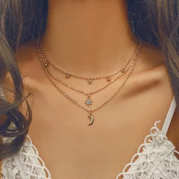Trendy Multi-layered Necklace Pendant Gold Stars And Moon Non-slip Simple Necklace Clavicle Chain Jewelry Pendientes Mujer
Trendy Multi-layered Necklace Pendant Gold Stars And Moon Non-slip Simple Necklace Clavicle Chain Jewelry Pendientes Mujer
