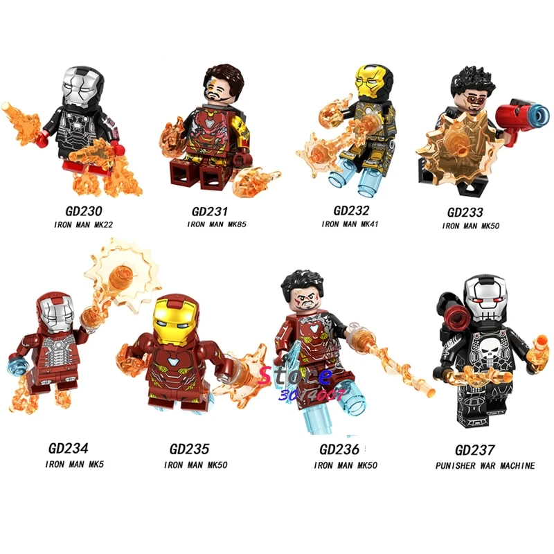 Single Avengers Endgame Iron Man IronMan MK85 MK50 MK22 MK41 MK50 MK5 Punisher War Machine Pepper building blocks Kids Toys
Single Avengers Endgame Iron Man IronMan MK85 MK50 MK22 MK41 MK50 MK5 Punisher War Machine Pepper building blocks Kids Toys