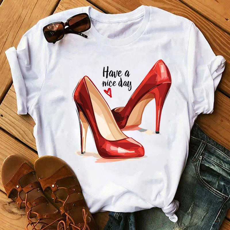 Футболка женская с принтом помады, модный топ на высоком каблуке, Повседневная рубашка в стиле Харадзюку 90-х, цвет красный, Прямая поставка 
Футболка женская с принтом помады, модный топ на высоком каблуке, Повседневная рубашка в стиле Харадзюку 90-х, цвет красный, Прямая поставка