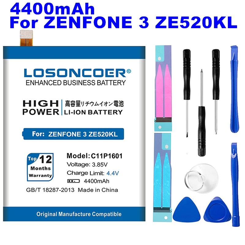 LOSONCOER 4400mAh C11P1601 Smart Phone Battery For ASUS ZENFONE 3 ZE520KL Z017DA For ZenFone live ZB501KL A007 ZENFONE3 Battery
LOSONCOER 4400mAh C11P1601 Smart Phone Battery For ASUS ZENFONE 3 ZE520KL Z017DA For ZenFone live ZB501KL A007 ZENFONE3 Battery