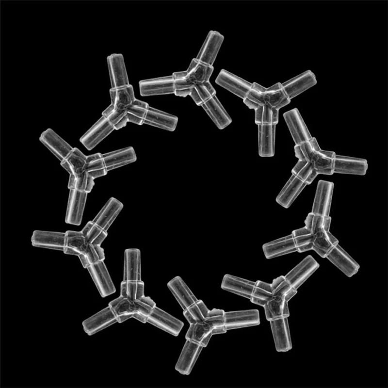 1 10Pcs 3 Way Clear Connector Air Oxygen Valves Aquarium Fish Tank Tubing Y-Shaped