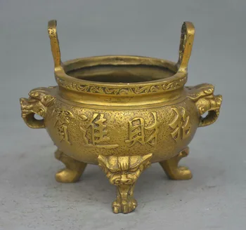 Marked Chinese Brass Bring Wealth Lion Head Statue Incense Burner Censer Ding 
Marked Chinese Brass Bring Wealth Lion Head Statue Incense Burner Censer Ding