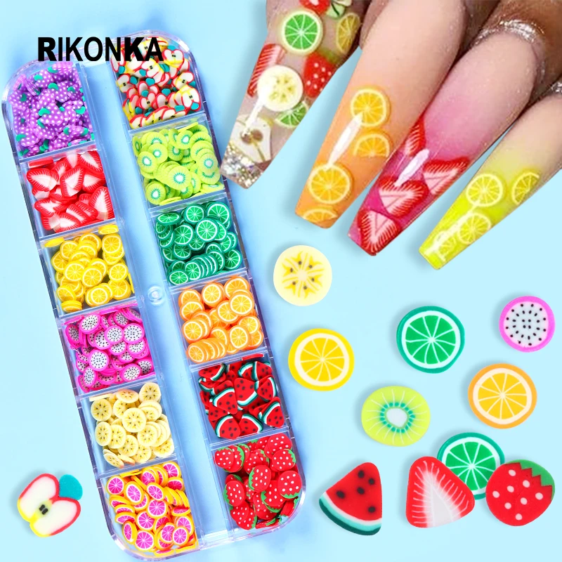 

Fruit Nail Art Sequins Mixed Lemon Tiny Slice Polymer Clay Flake Kit For DIY Manicure Design Summer Nails Decoration Accessories