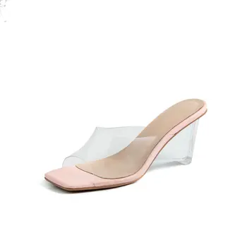 Transparent wedges high heels slippers woman spring summer shoes woman Mules Slipper office ladies Shoes beige pink
Transparent wedges high heels slippers woman spring summer shoes woman Mules Slipper office ladies Shoes beige pink