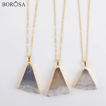 BOROSA New Arrival Triangle Agates Druzy Pendant Necklaces Jewelry 18" Gold Necklace Geometric Statement Necklace G1961-N
BOROSA New Arrival Triangle Agates Druzy Pendant Necklaces Jewelry 18" Gold Necklace Geometric Statement Necklace G1961-N