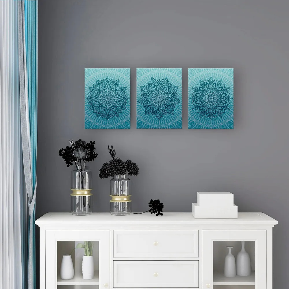 Mandala Wall Art Canvas Painting Boho Teal Blue Posters for Rustic Bedroom Living Room Office Modern Home Decor Picture Geometry
Mandala Wall Art Canvas Painting Boho Teal Blue Posters for Rustic Bedroom Living Room Office Modern Home Decor Picture Geometry