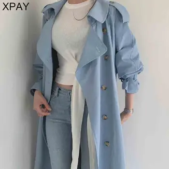 Korea Long Sleeve Blue Windbreaker Elegant Autumn Winter Double Breasted Loose Belted Split Long Trench Coats Female Large Size
Korea Long Sleeve Blue Windbreaker Elegant Autumn Winter Double Breasted Loose Belted Split Long Trench Coats Female Large Size