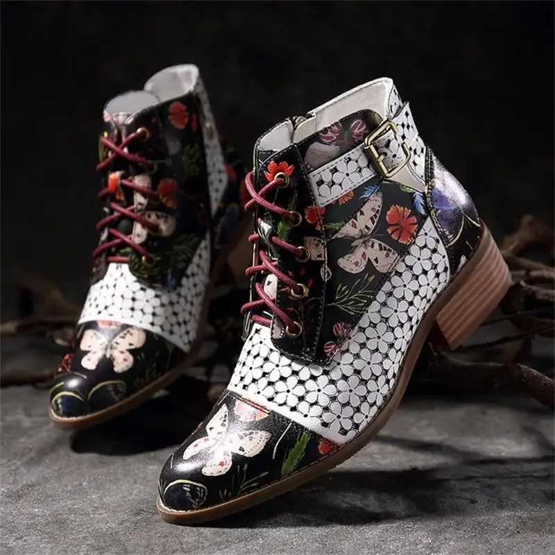 NEW Women's Ankle Boots Autumn Flower Pattern Lace Up British Style Short Boot Pointed Toe Leather Low Heel Leather Shoes
NEW Women's Ankle Boots Autumn Flower Pattern Lace Up British Style Short Boot Pointed Toe Leather Low Heel Leather Shoes